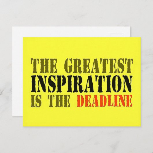 DIE BESTE INSPIRATION IST DIE FRIST DER FRIST. POSTKARTE (Vorne/Hinten)