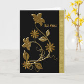 Die beste Karte wünscht Birthday Black Gold Floral (Gelbe Blume)
