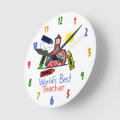 Die beste Lehreruhr der Welt Runde Wanduhr (Winkel)