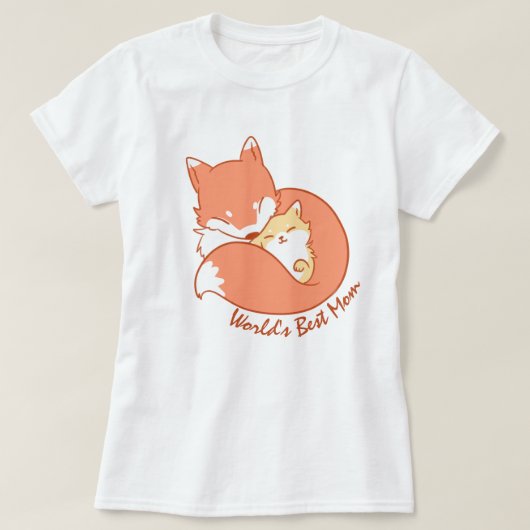 Die beste Mama der Welt - Fuchs Mama und Baby T - T-Shirt (Design vorne)