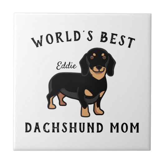 Die beste Mama der Welt für Personalisierte Dackel Fliese (Vorderseite)