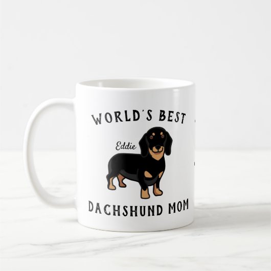 Die beste Mama der Welt für Personalisierte Dackel Kaffeetasse (Links)