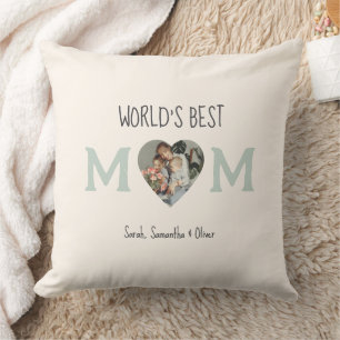 Die beste Mama der Welt - Herz-Foto und Benutzerde Kissen