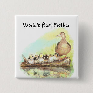 Die beste Mama der Welt mit Duck und Ducklings Button