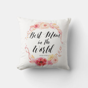 Die beste Mama der Welt mit wunderschönen Blume Kissen