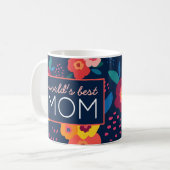 Die beste Mama der Welt Moderne Blumen in Blau Kaffeetasse (Vorderseite Links)