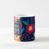 Die beste Mama der Welt Moderne Blumen in Blau Kaffeetasse (Mittel)