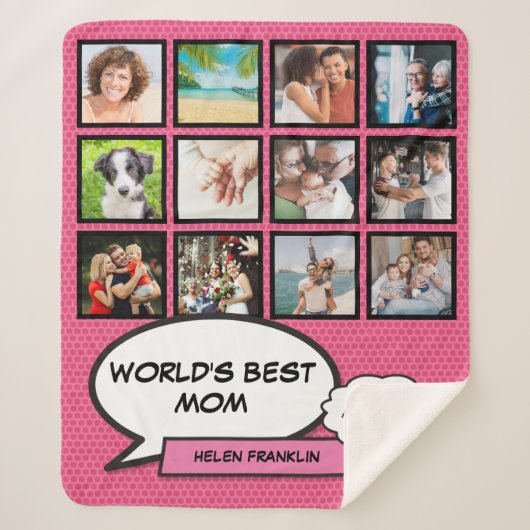 Die beste Mama der Welt - Rosa FotoCollage Sherpadecke (Vorderseite)