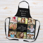 Die beste Mama der Welt Schürze<br><div class="desc">Eine schöne schwarze Schürze,  die ihre Mutter mit einer 8-Foto-Collage aus ihren Kindern,  Familienmitgliedern,  Haustieren usw.,  "World's Best Mama" und den Namen ihrer Kinder in schlichter moderner weißer Typografie abhält. Personalisieren Sie,  ob sie "Mama",  "Mama",  "Mama" genannt wird.</div>