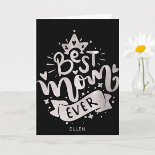 Die beste Mama, die jemals Black Silver Letterin M Karte