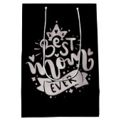 Die beste Mama, die jemals die schwarze Mutter zit Mittlere Geschenktüte (Rückseite)