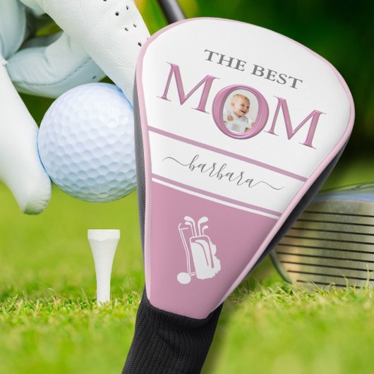 Die beste Mama Foto Stilvoll rosa Lavendel Letting Golf Headcover