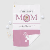 Die beste Mama Foto Stilvoll rosa Lavendel Letting Golfhandtuch (Insitu)