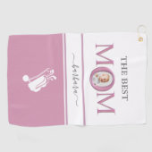 Die beste Mama Foto Stilvoll rosa Lavendel Letting Golfhandtuch (Horizontal)