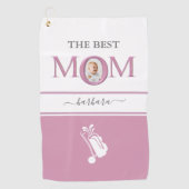 Die beste Mama Foto Stilvoll rosa Lavendel Letting Golfhandtuch (Vorderseite)