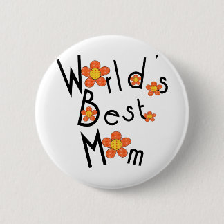 Die beste Mama Funky Blumen Welt Button