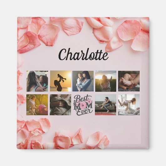 Die beste Mama für Mutter-Fotocollage-Skript Magnet (Vorne)