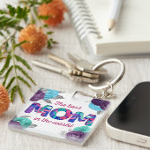 Die beste MAMA in der Welt Blauer Violett Schlüsselanhänger (Vorderseite rechts)