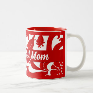 Die beste Mama in Rot und Weiß Zweifarbige Tasse