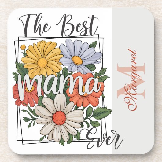 Die beste Mama-jemals-Blumendrucke Getränkeuntersetzer (Vorderseite)
