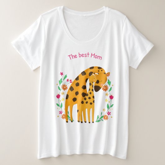 "Die beste Mama" Niedliche Giraffe Mutter und Baby Große Größe T-Shirt (Design vorne)