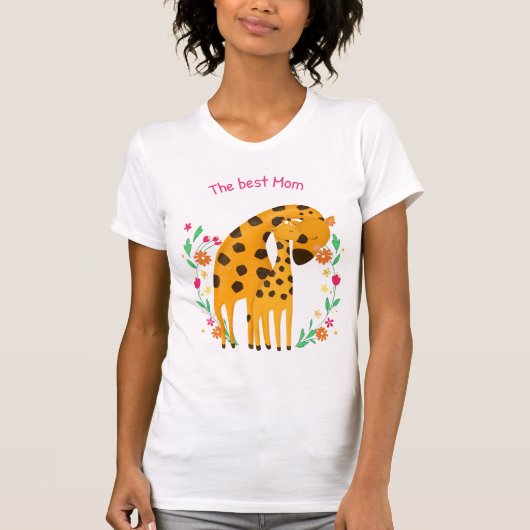 "Die beste Mama" Niedliche Giraffe Mutter und Baby T-Shirt (Vorderseite)