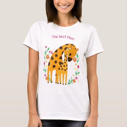 "Die beste Mama" Niedliche Giraffe Mutter und Baby T-Shirt (Vorderseite)