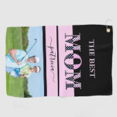 Die beste Mama Stilvolles Foto Schwarz Pink Lettin Golfhandtuch (Horizontal)
