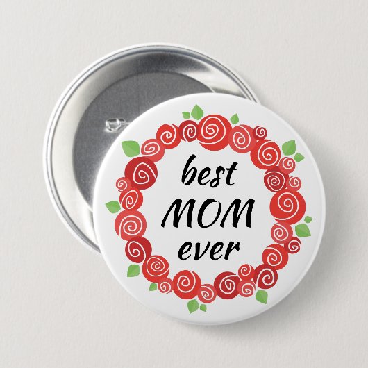 Die beste Mutter aller rote Rosen hat niedliche Bl Button (Vorne & Hinten)