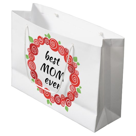 Die beste Mutter aller rote Rosen hat niedliche Bl Große Geschenktüte (Vorderseite Schrägansicht)