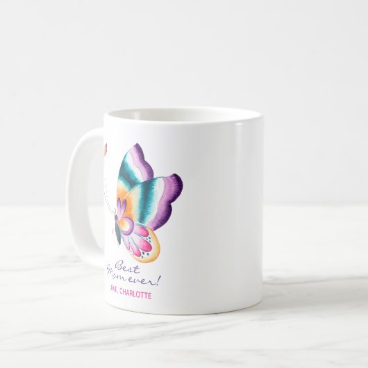 Die beste Mutter aller Zeiten! Boho chic butterfly Kaffeetasse (Vorderseite Links)