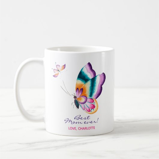 Die beste Mutter aller Zeiten! Boho chic butterfly Kaffeetasse (Links)