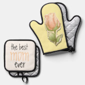 Die beste Mutter aller Zeiten Ofenhandschuh & Topflappen-Set (Vorderseite/Rückseite)