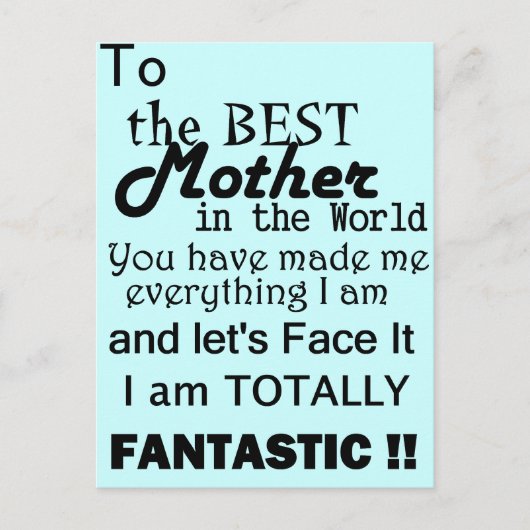 Die beste Mutter der Welt Postkarte (Vorderseite)