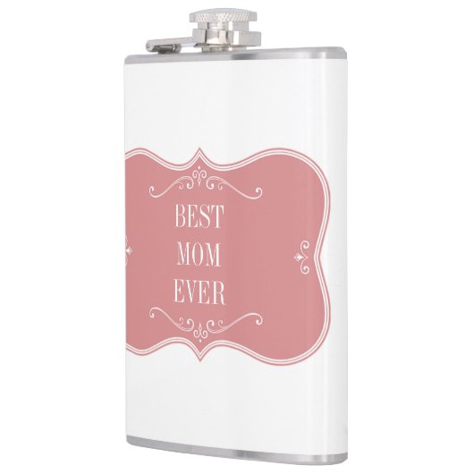 Die beste Mutter der Welt, rosa Rahmen Flachmann (Links)