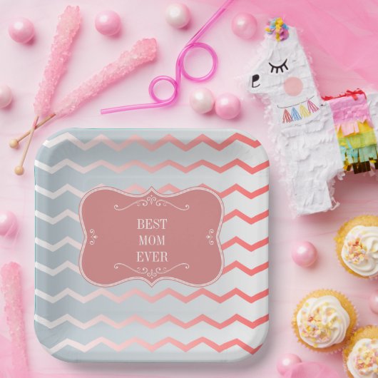 Die beste Mutter der Welt, rosa Rahmen Pappteller (Party)