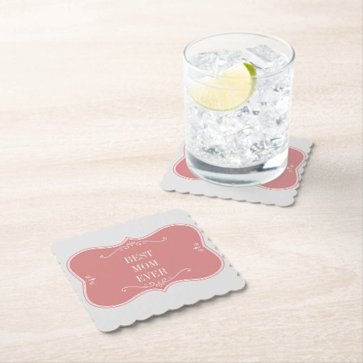 Die beste Mutter der Welt, rosa Rahmen quadratisch Untersetzer (Vor Ort)