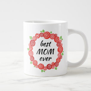 Die beste Mutter, die rote Rosen für die Tasse