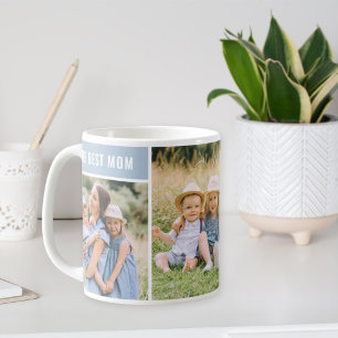 Die beste Mutter Dusty Blue Fotocollage Kaffeetasse