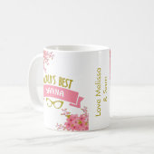 Die beste Nanna Hübsch Pink Floral der Welt Kaffeetasse (Vorderseite Links)