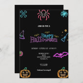 DIE BESTE NEON HALLOWEEN EINLADUNG (Vorne/Hinten)