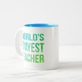 Die beste Neuigkeit der Lehrerwelt Zweifarbige Tasse (Vorderseite Links)