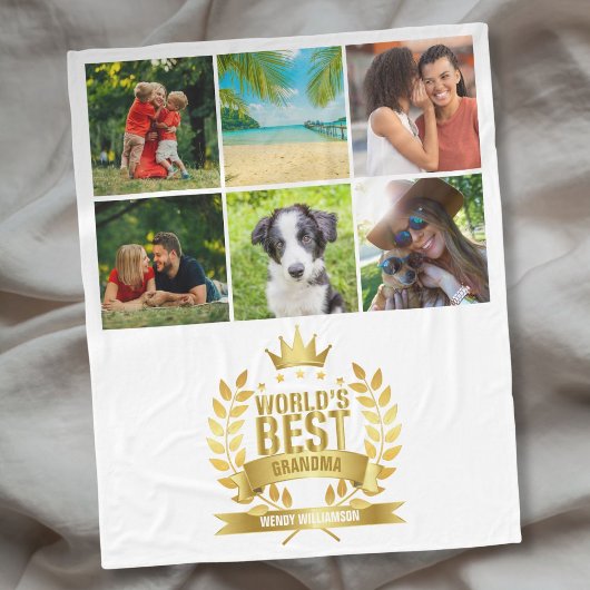 Die beste Oma der Welt, Großmutter 6 FotoCollage Fleecedecke