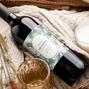Die beste Oma der Welt grüner Garten Blume Weinetikett