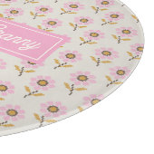 Die beste Oma rosa floral personalisiertes Glas Schneidebrett (Ecke)