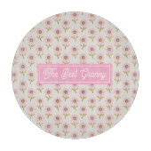 Die beste Oma rosa floral personalisiertes Glas Schneidebrett (Vorderseite)