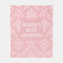 Die beste Oma Soft Pink White Damask der Welt Fleecedecke