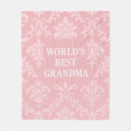Die beste Oma Soft Pink White Damask der Welt Fleecedecke (Vorderseite)