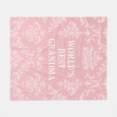 Die beste Oma Soft Pink White Damask der Welt Fleecedecke (Vorderseite (Horizontal))