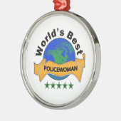 Die beste Polizeibeamtin der Welt Silbernes Ornament (Links)